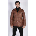 Mens 3/4 Tailored Fit Safari Parka Jacket Genuine Real Leather Military Black - Knighthood Store