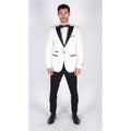 Mens Paisley Tuxedo Blazer And Waistcoat Brocade Dinner Jacket Satin Ivory Black - Knighthood Store