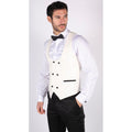 Mens Paisley Tuxedo Blazer And Waistcoat Brocade Dinner Jacket Satin Ivory Black - Knighthood Store