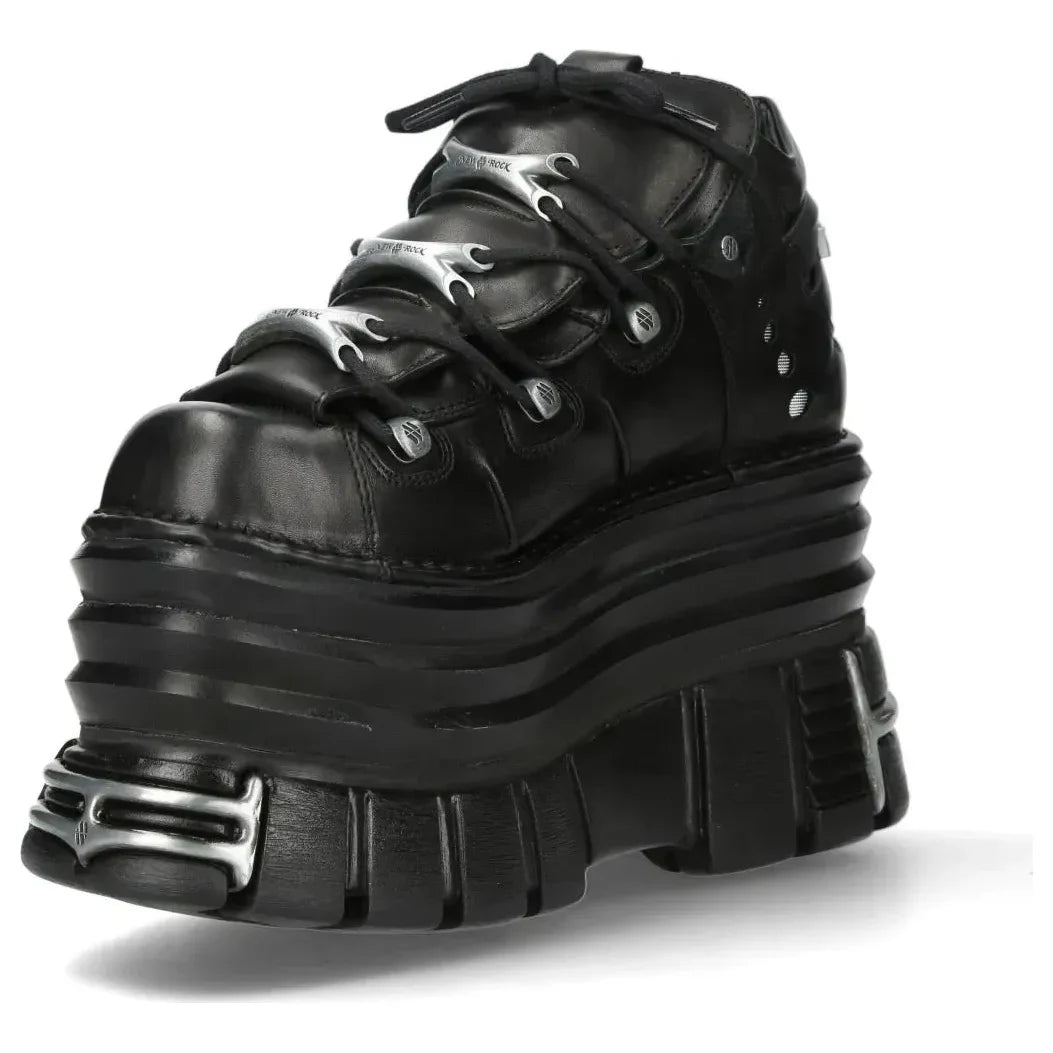 Women's New Rock M-106-C181 Black Gothic Chunky Platform Ankle Boots