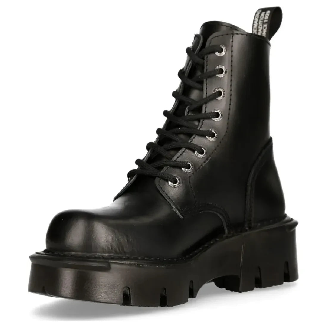 New Rock M-MILI084N-S Unisex Black Leather Platform Boots
