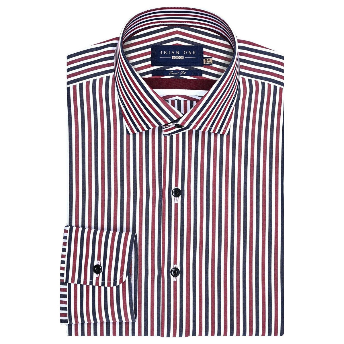 Men's Maroon Striped Cotton Dress Shirt