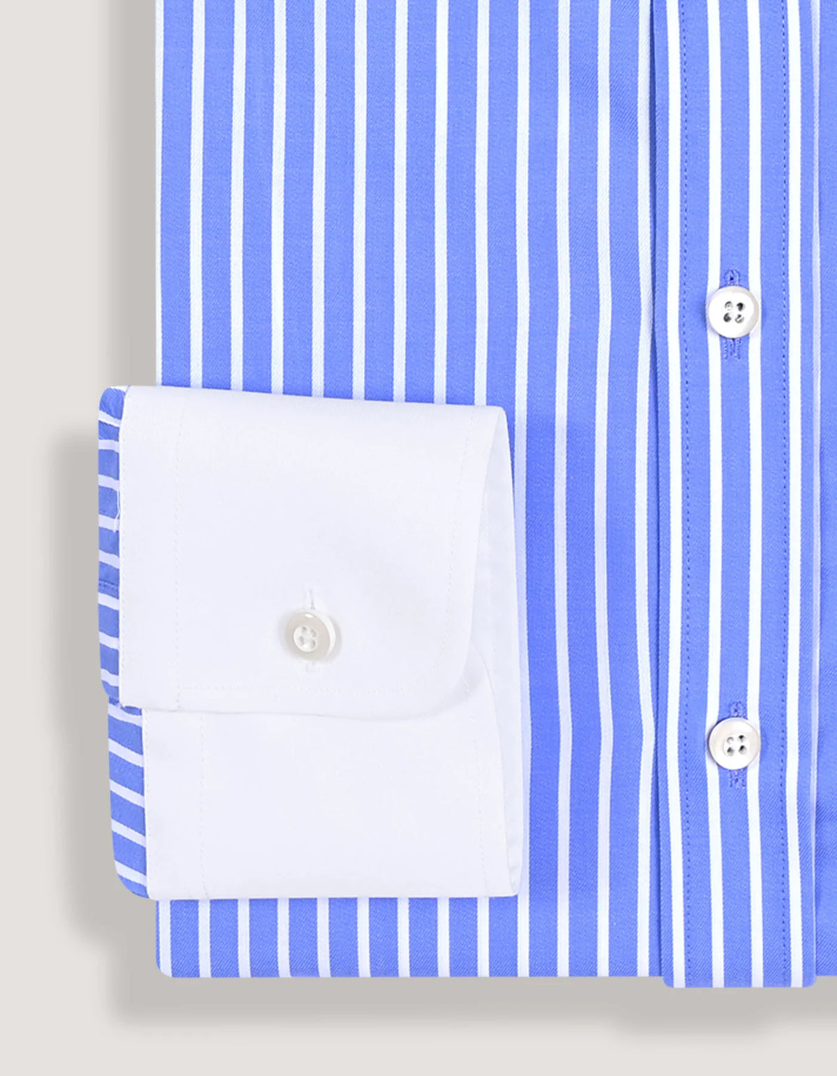 Men's Contrast Collar Striped Sky Formal Shirt