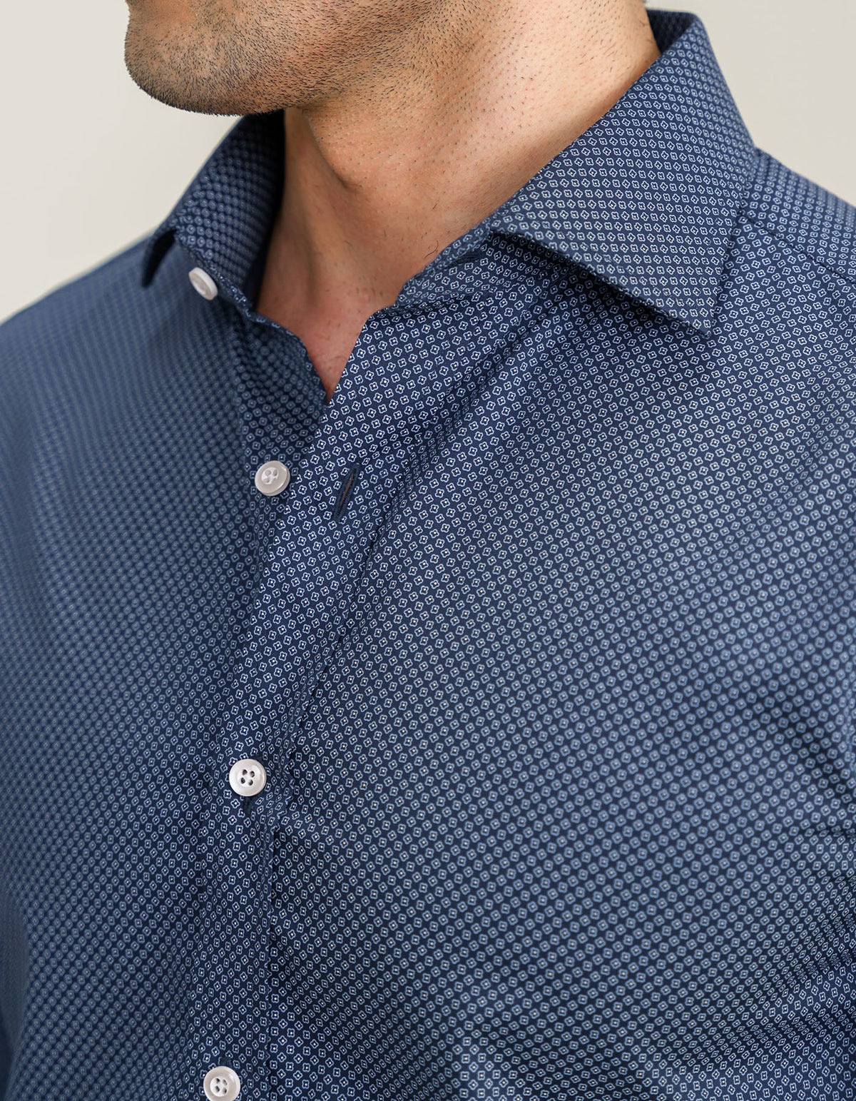 Men's Mini Floral Print Shirt – Navy Blue