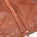 Mens Vintage Washed Tan Brown Real Leather Biker Jacket Cross Zip Retro Casual - Knighthood Store