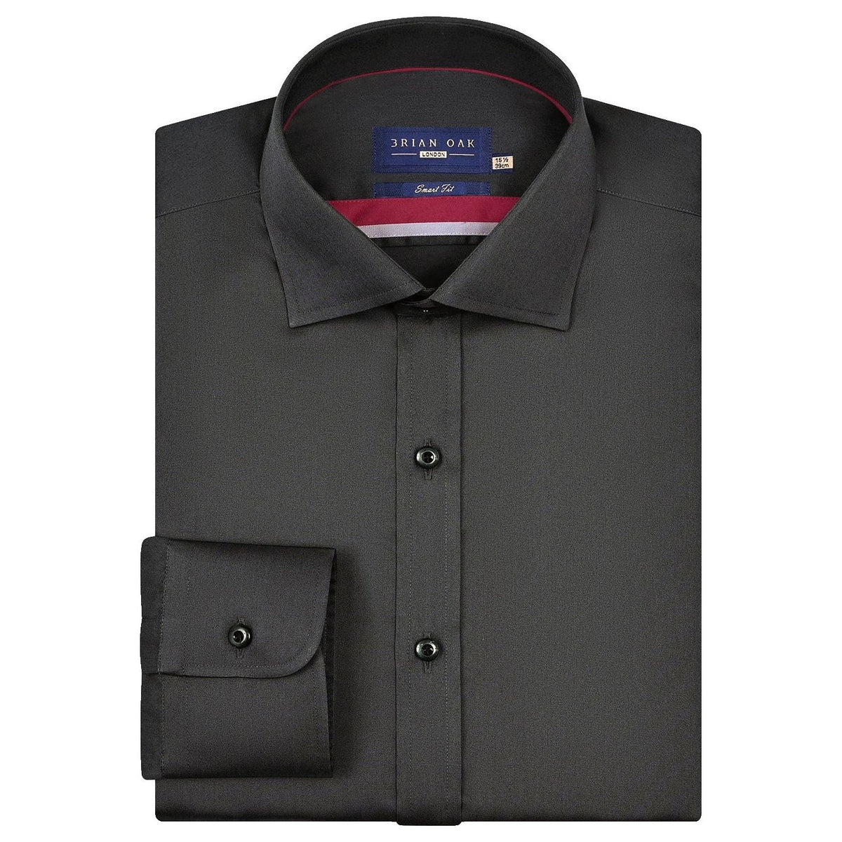 Men's Charcoal Plain Satin Dress Shirt