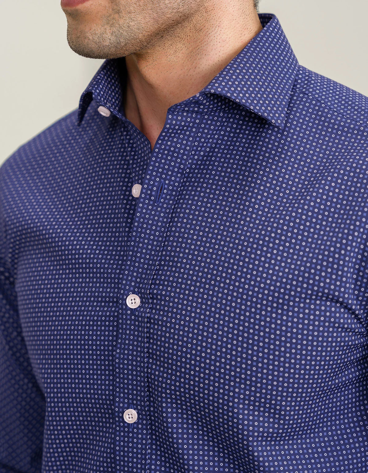Men's Easy Care Patterned Shirt – Egyptian Blue