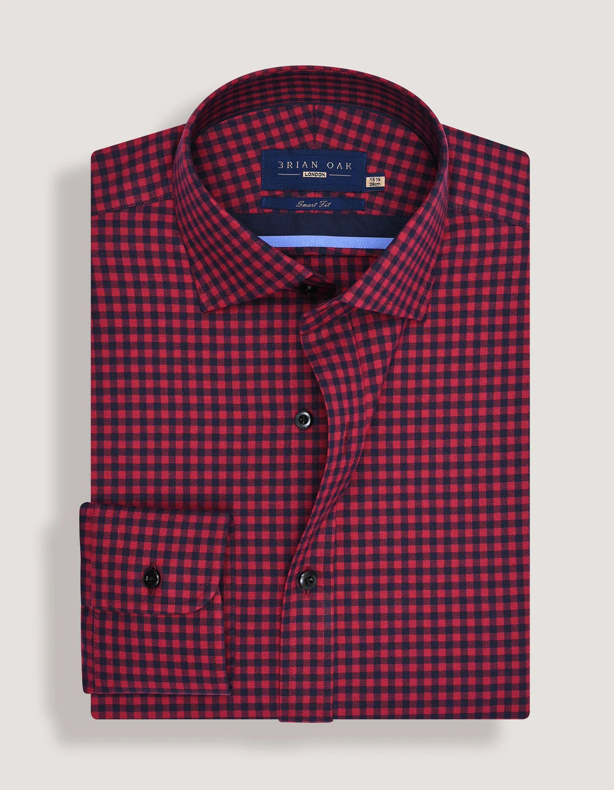 Men's Red And Navy Checkered Formal Shirt