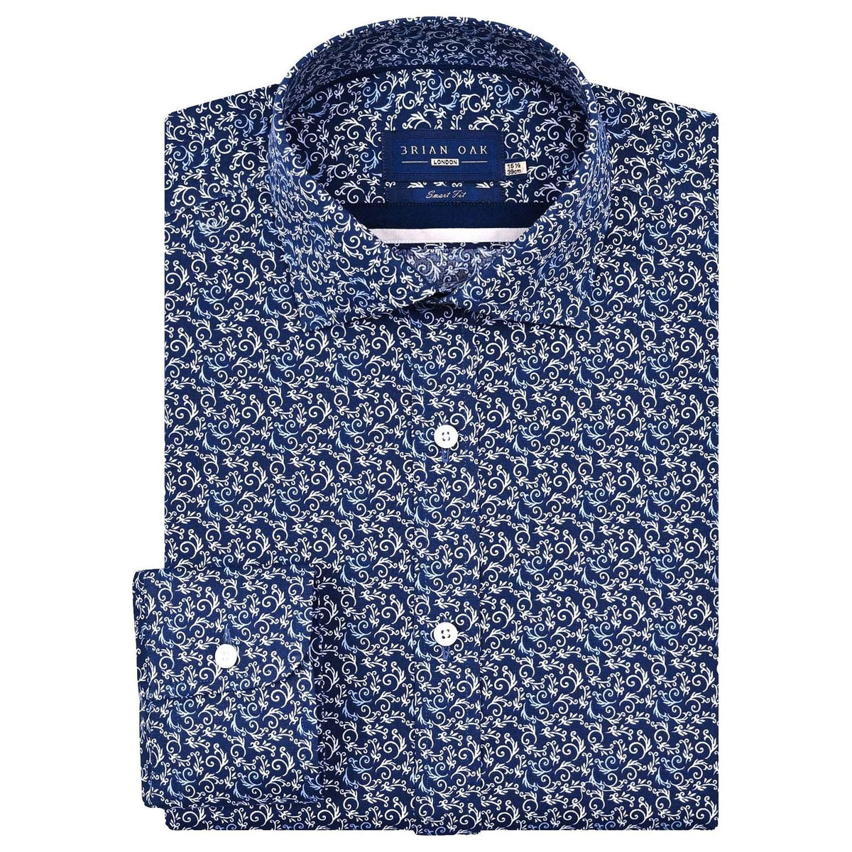 Mens Navy Paisley Print Formal Shirt
