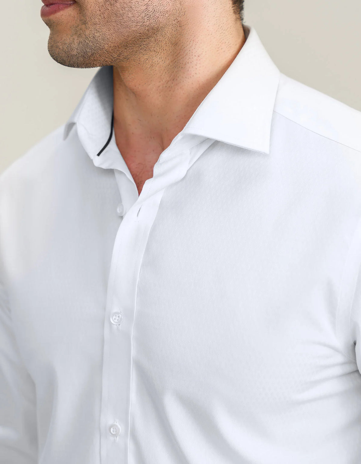 Men's Self Textured White Formal Shirt