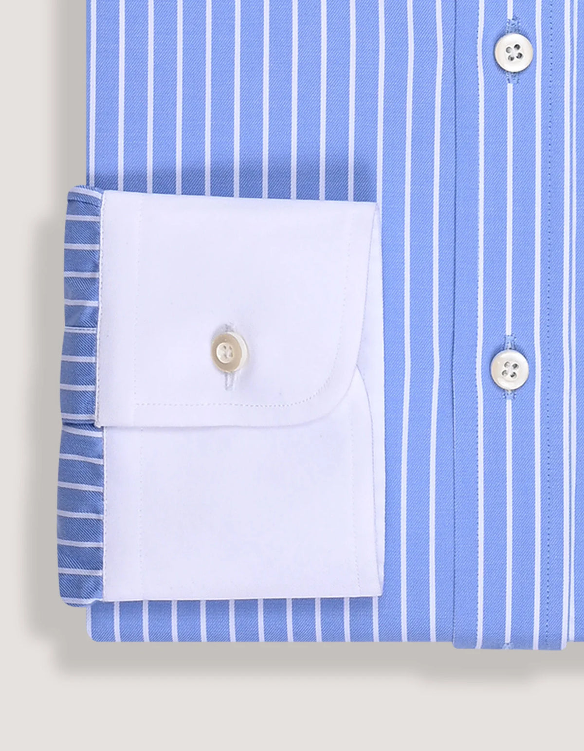 Men's Striped Sky Blue Shirt with Contrast Collar
