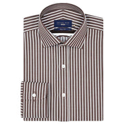 Men's Smart Fit Brown Striped Shirt