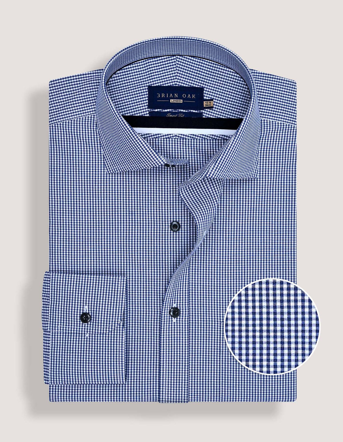 Men's Navy Checkered Dress Shirt