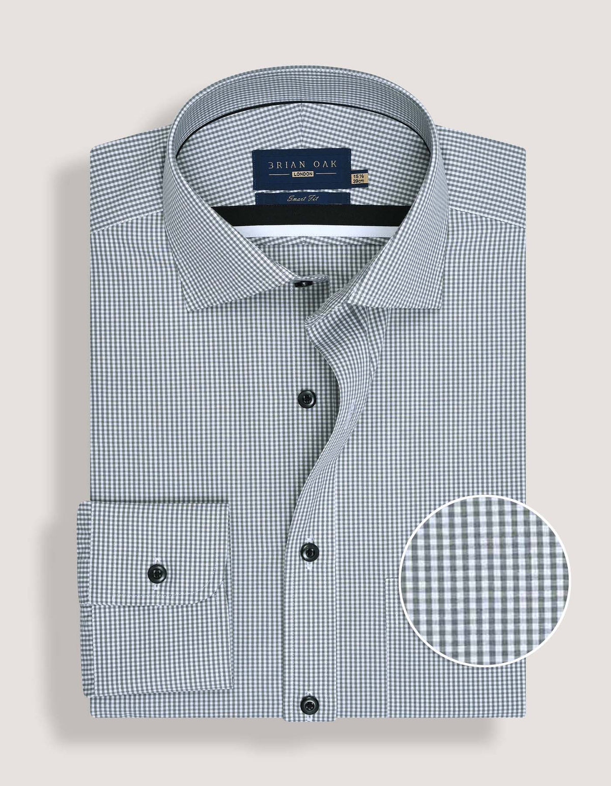 Men's Grey And White Checkered Shirt