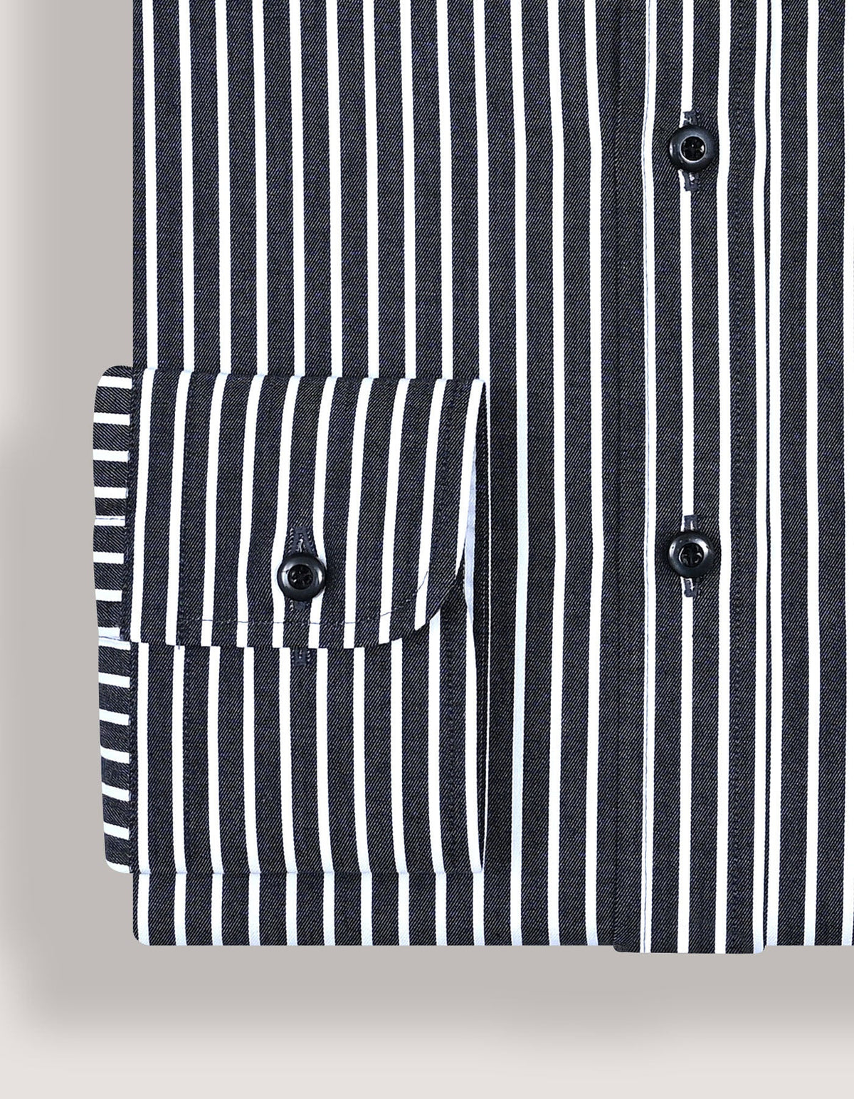 Men's Black Striped Cotton Dress Shirt