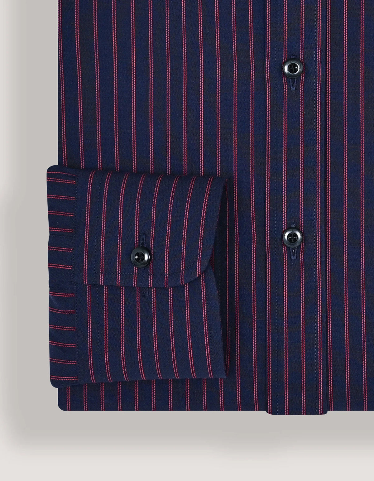Men's Red Striped Navy Dress Shirt