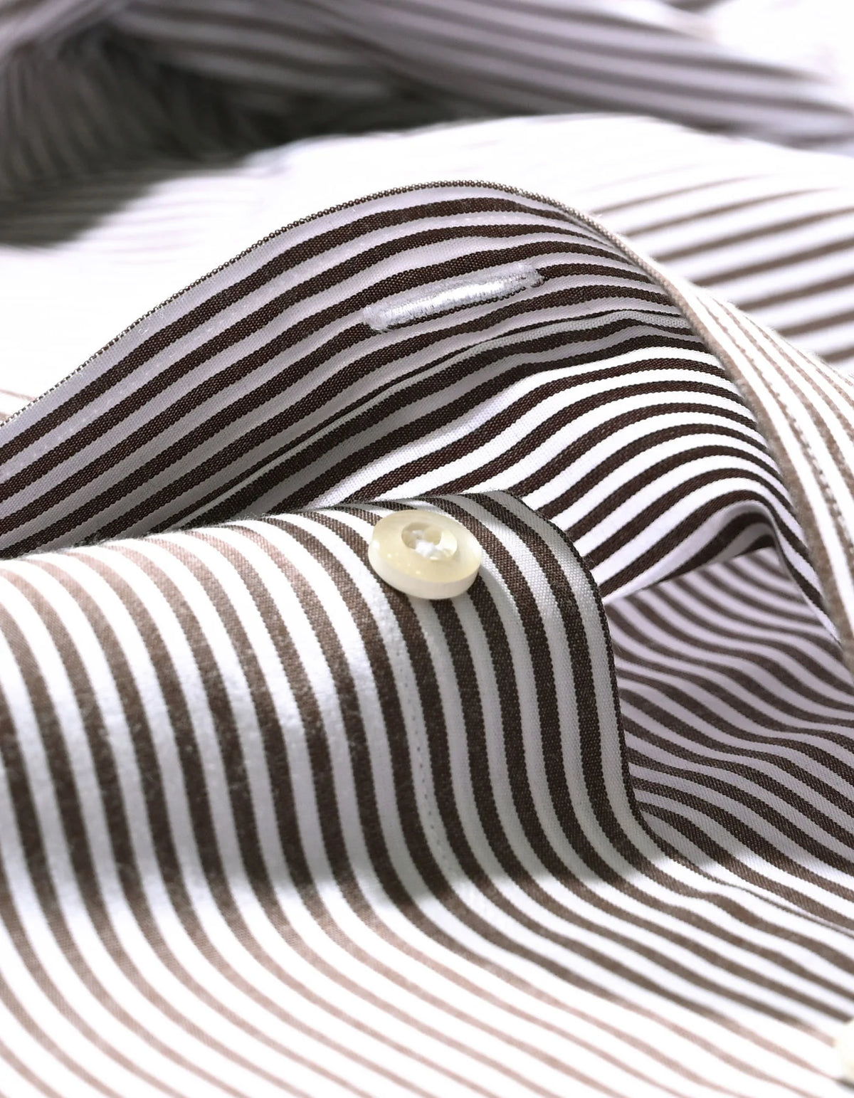 Men's Brown & White Striped Formal Shirt