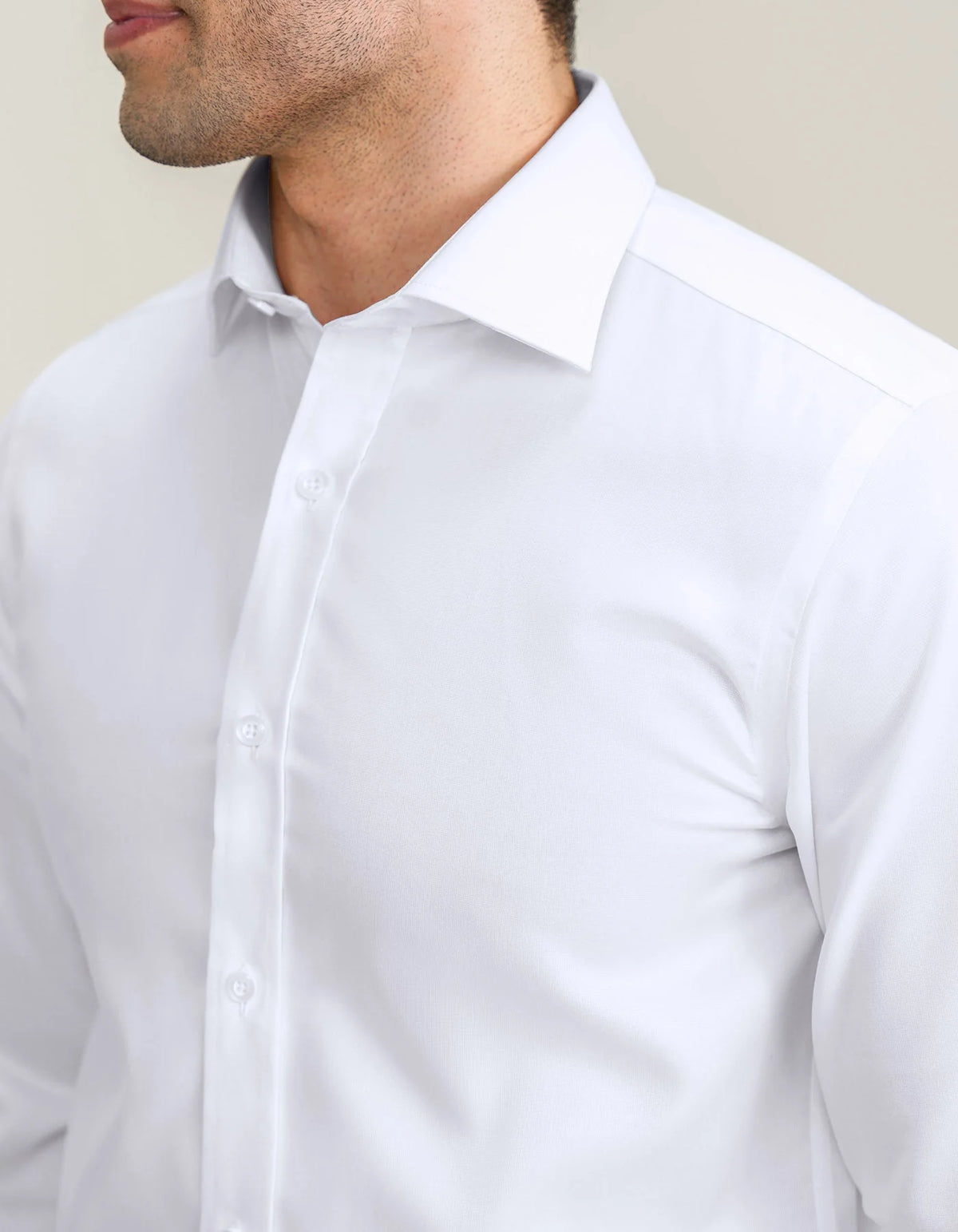 Men's White Self Textured Formal Shirt