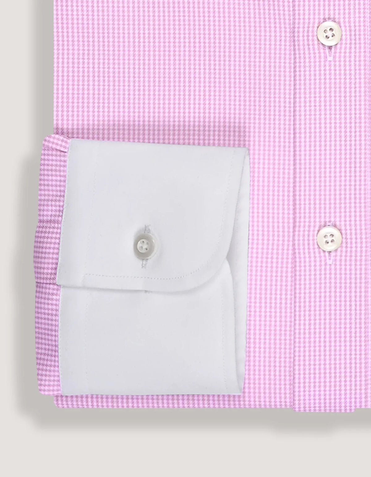 Men's Contrast Collar & Cuffs Check Shirt - Pink