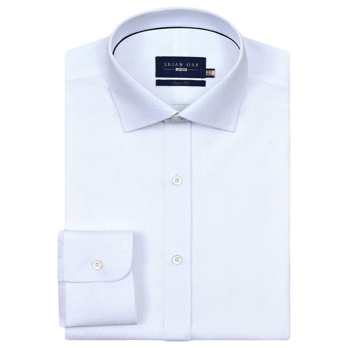 Men's Self Textured White Smart Fit Dress Shirt