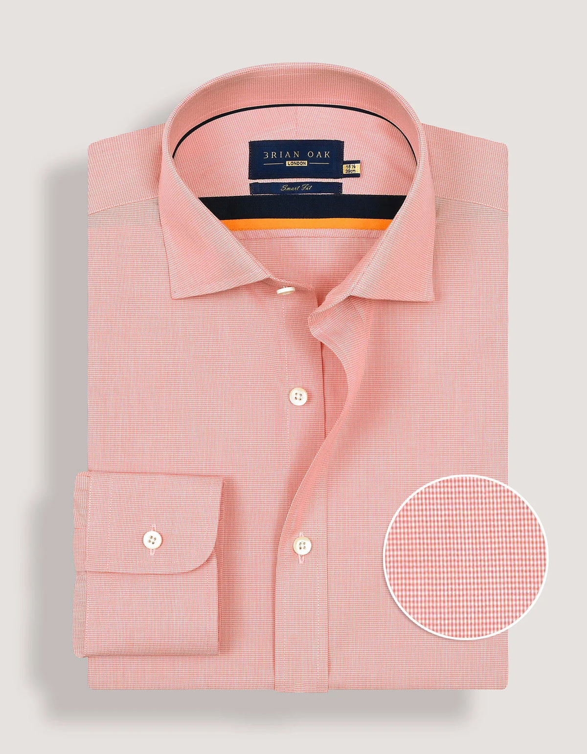 Men's Coral Pink Checkered Formal Shirt