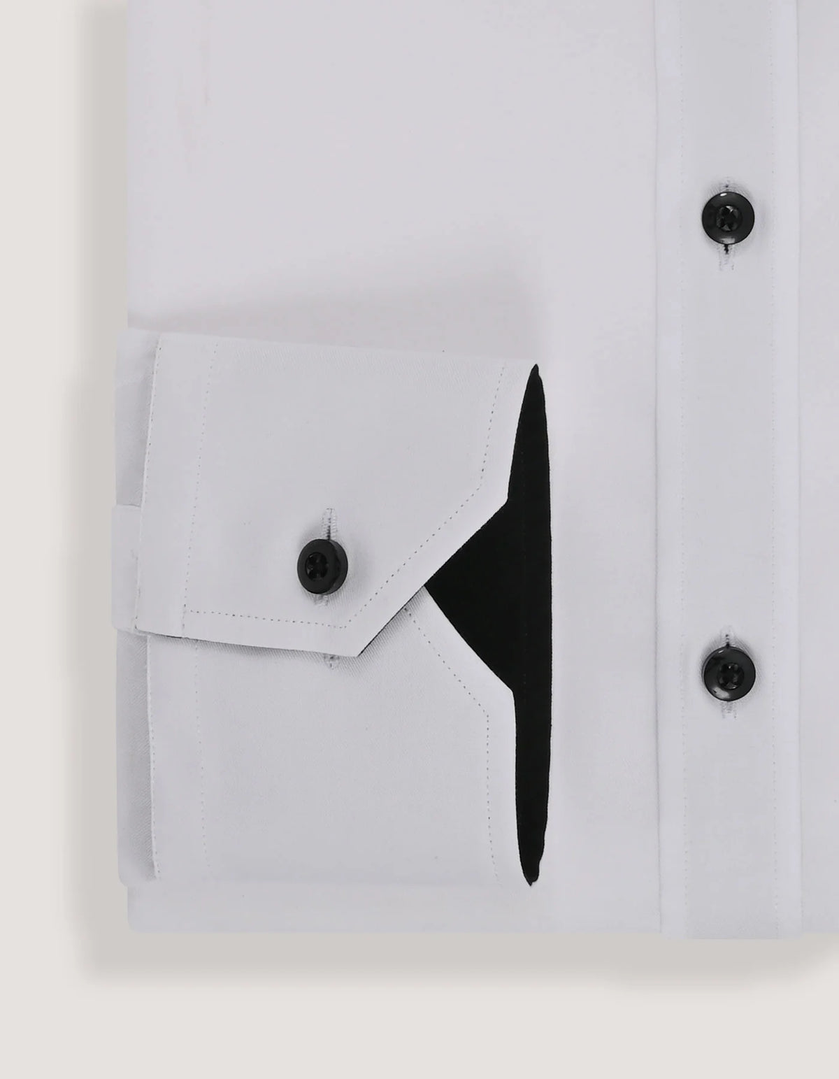 White Cotton Twill Formal Shirt with Black Contrast Trim - Men's Smart Shirt by Brian Oak