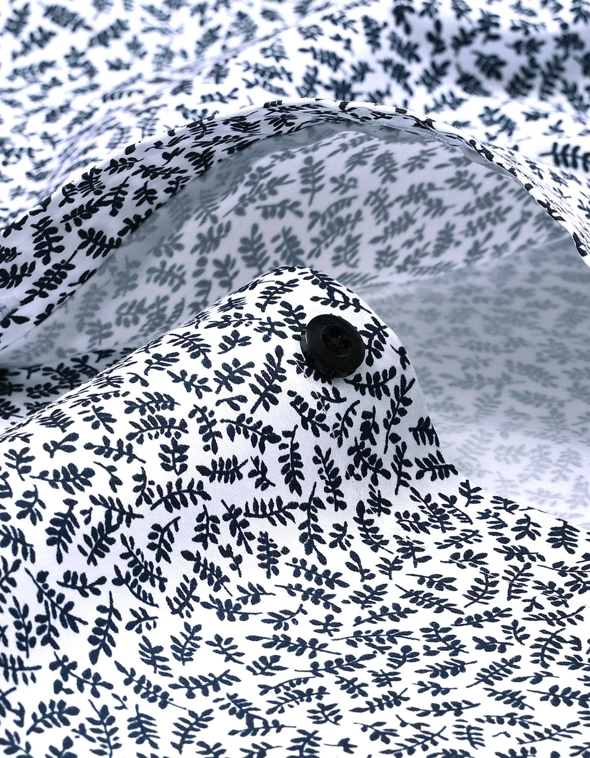 Men's White Formal Shirt with Monochrome Leaf Print