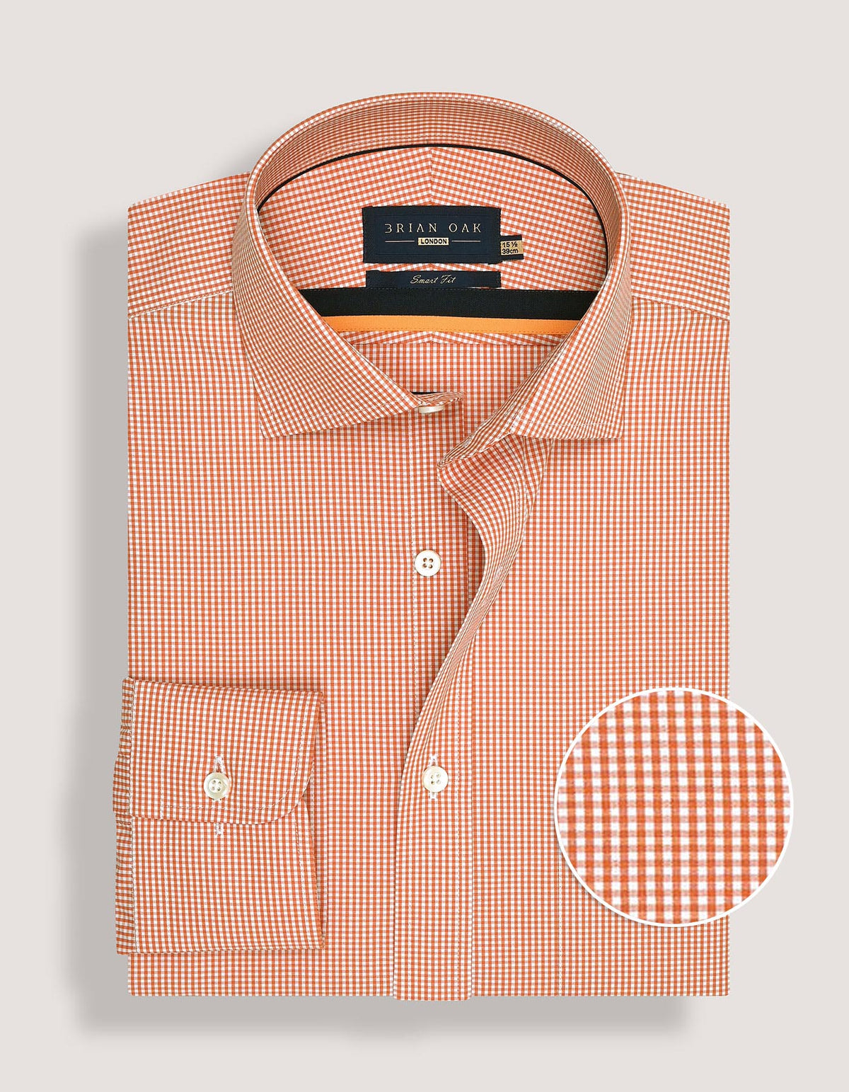 Men's Orange And White Checkered Shirt
