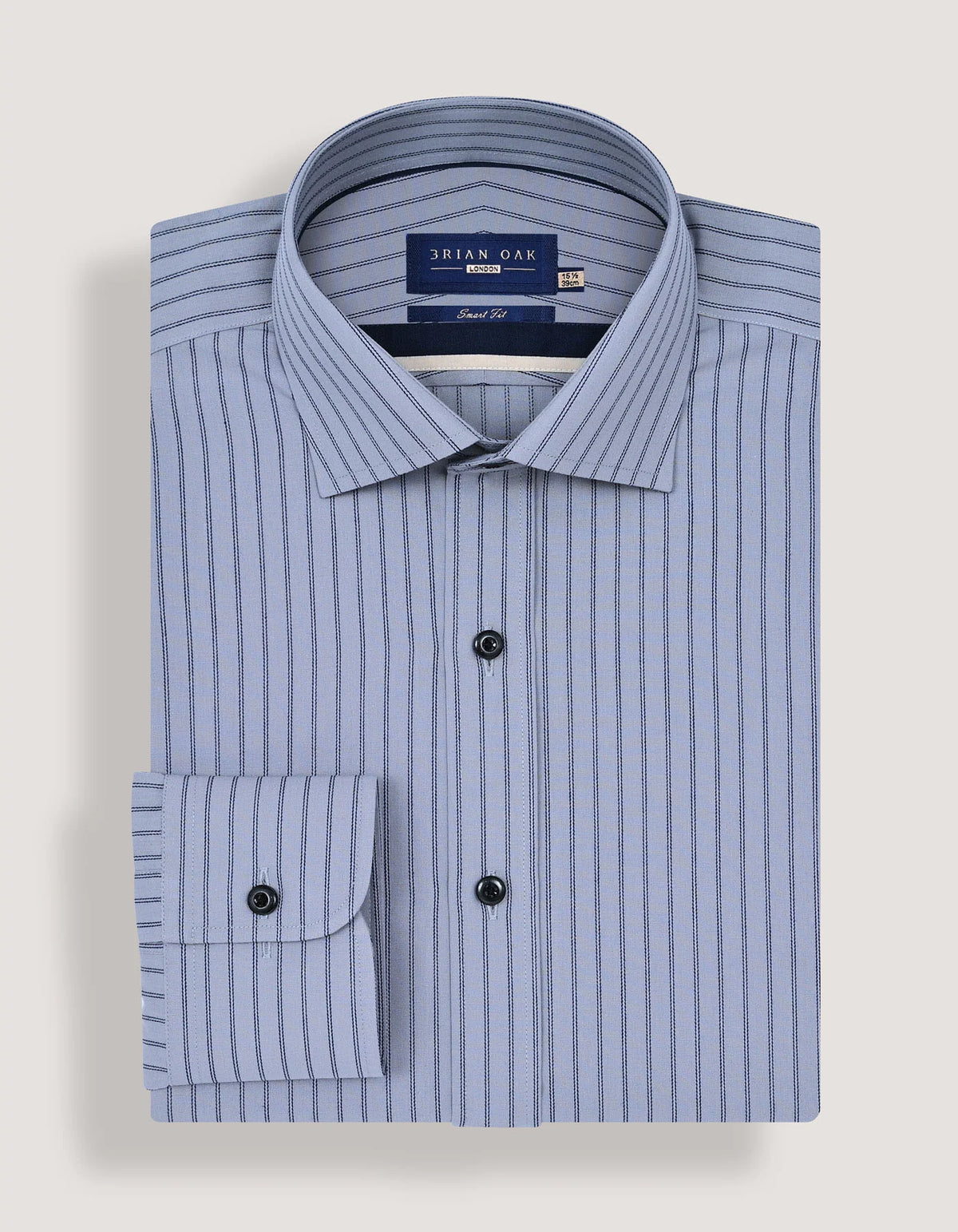 Men's Navy Striped Grey Dress Shirt