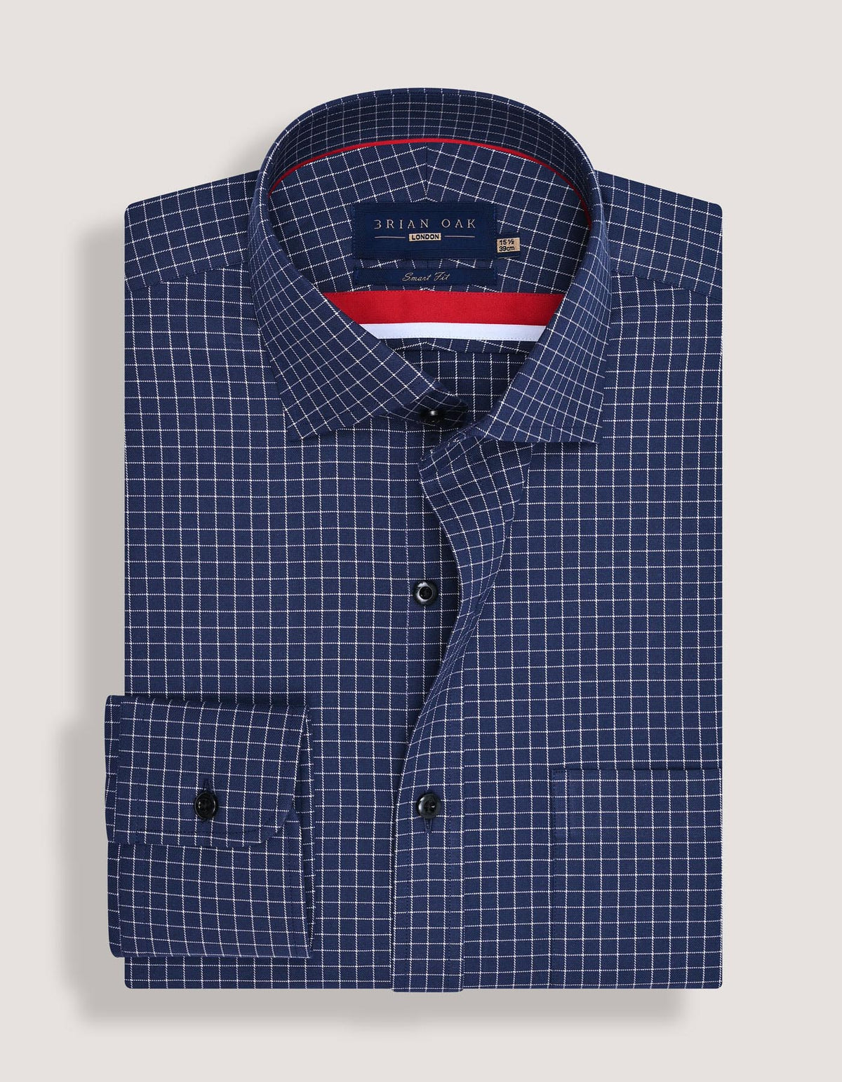 Men's Navy Formal Blend Checkered Shirt