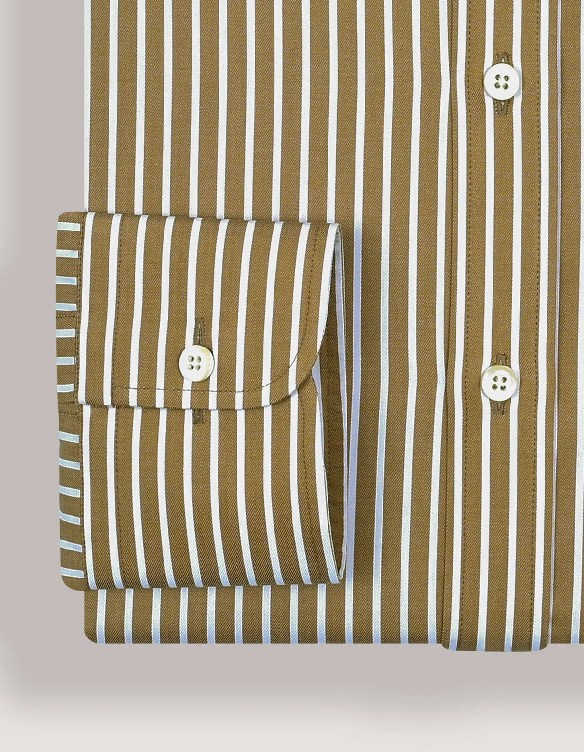 Men's Beige Striped Cotton Dress Shirt