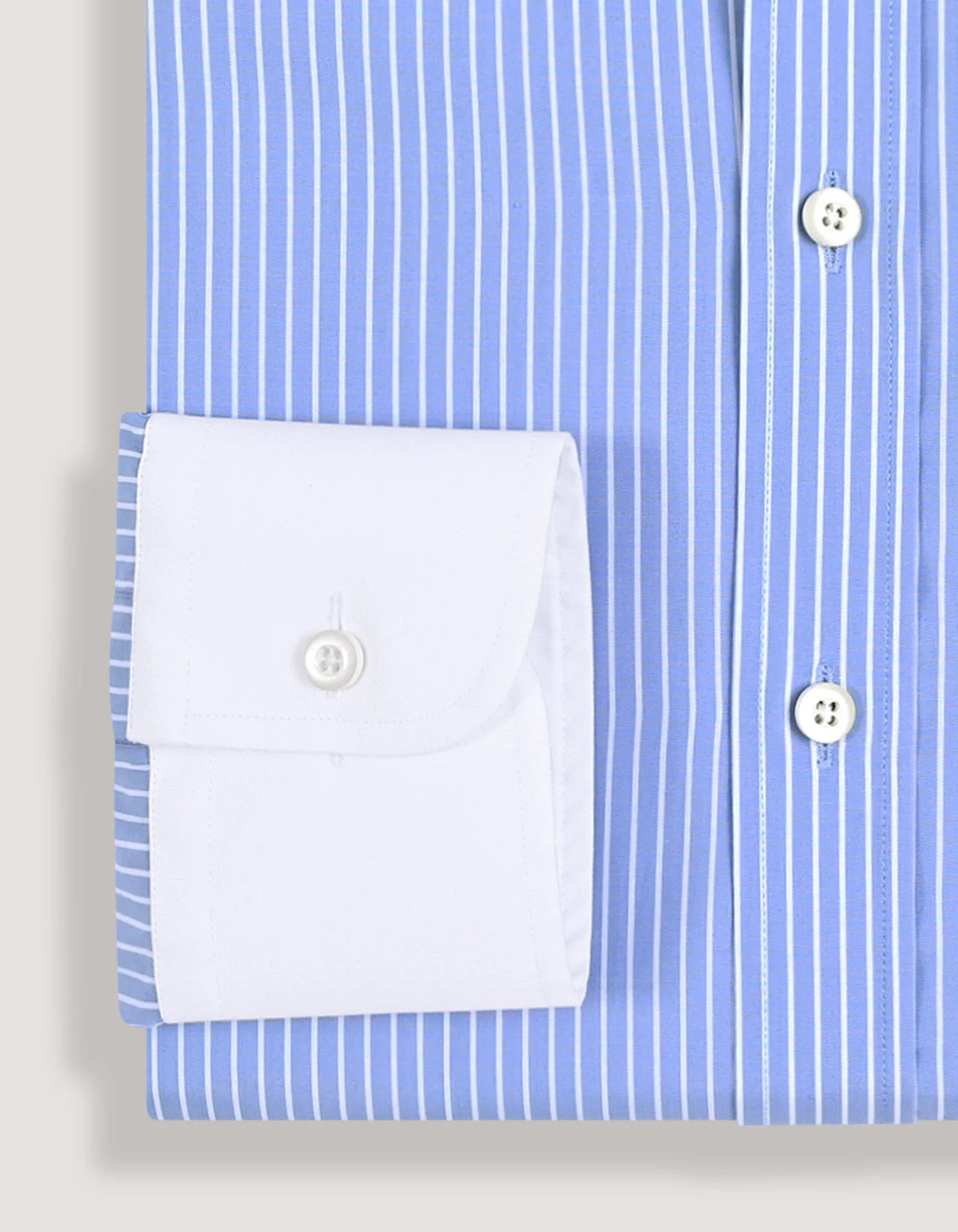Men's Striped Contrast Collar Sky Formal Shirt