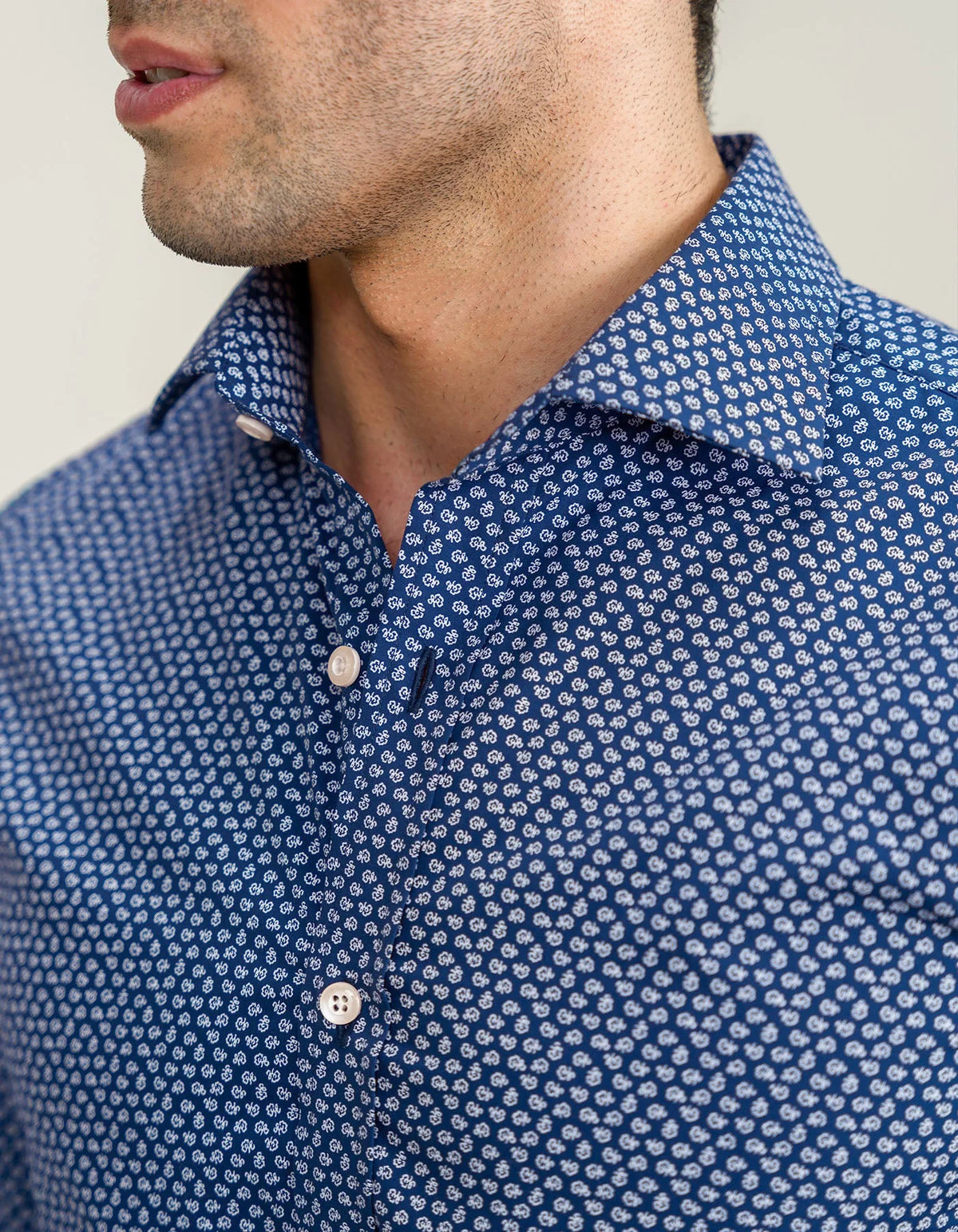 Men's Patterned Dress Shirt - Oxford Blue
