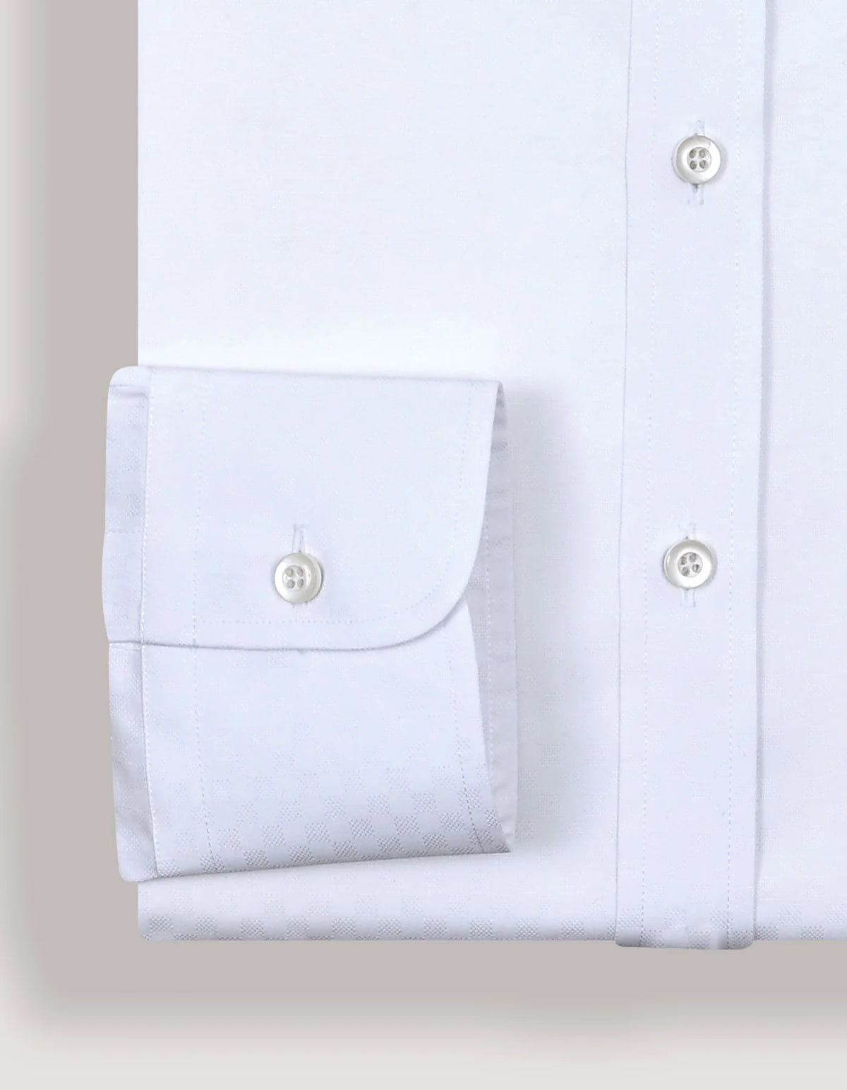Men's White Self Patterned Dobby Dress Shirt