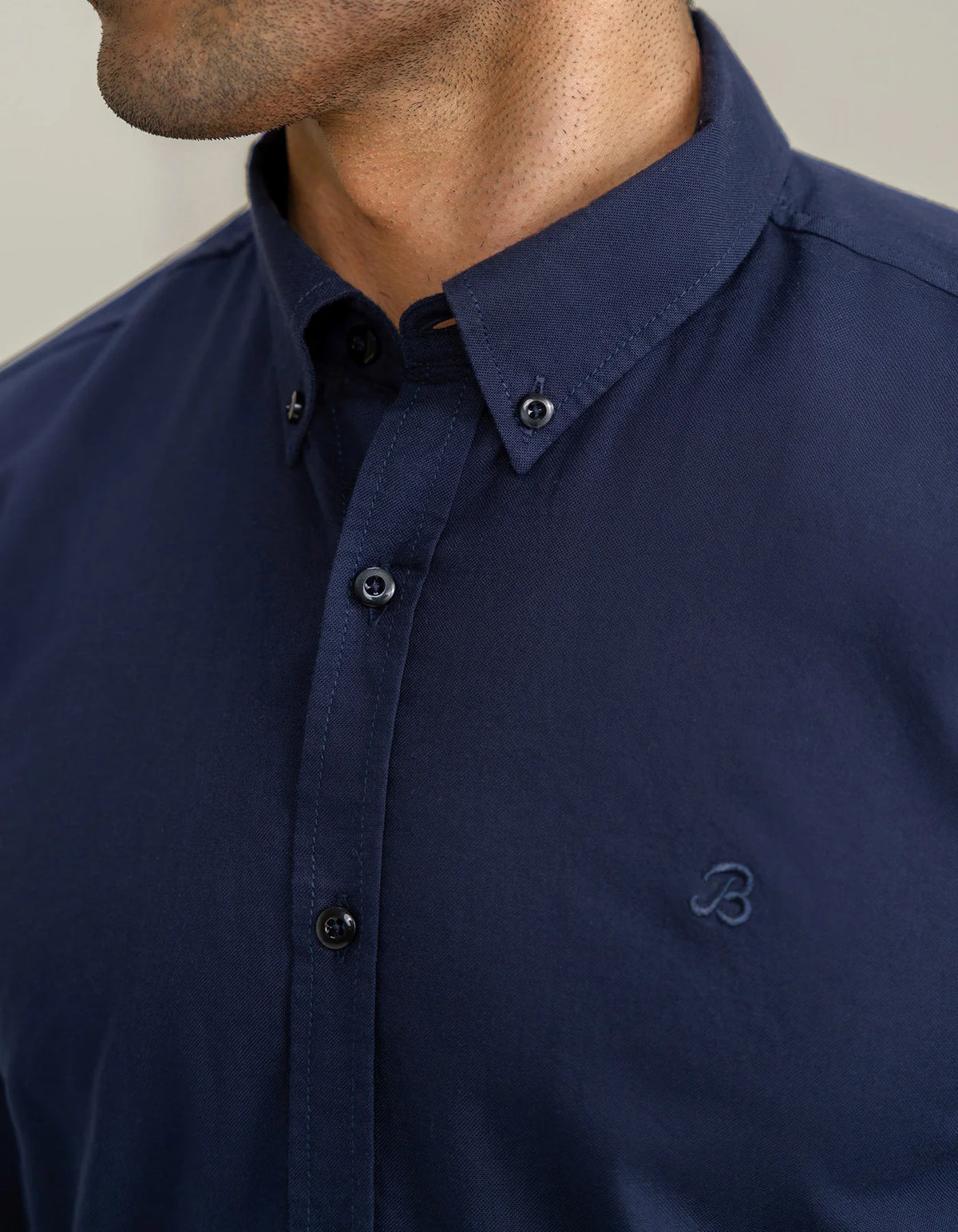 Men's Navy Long Sleeve Button Down Casual Shirt