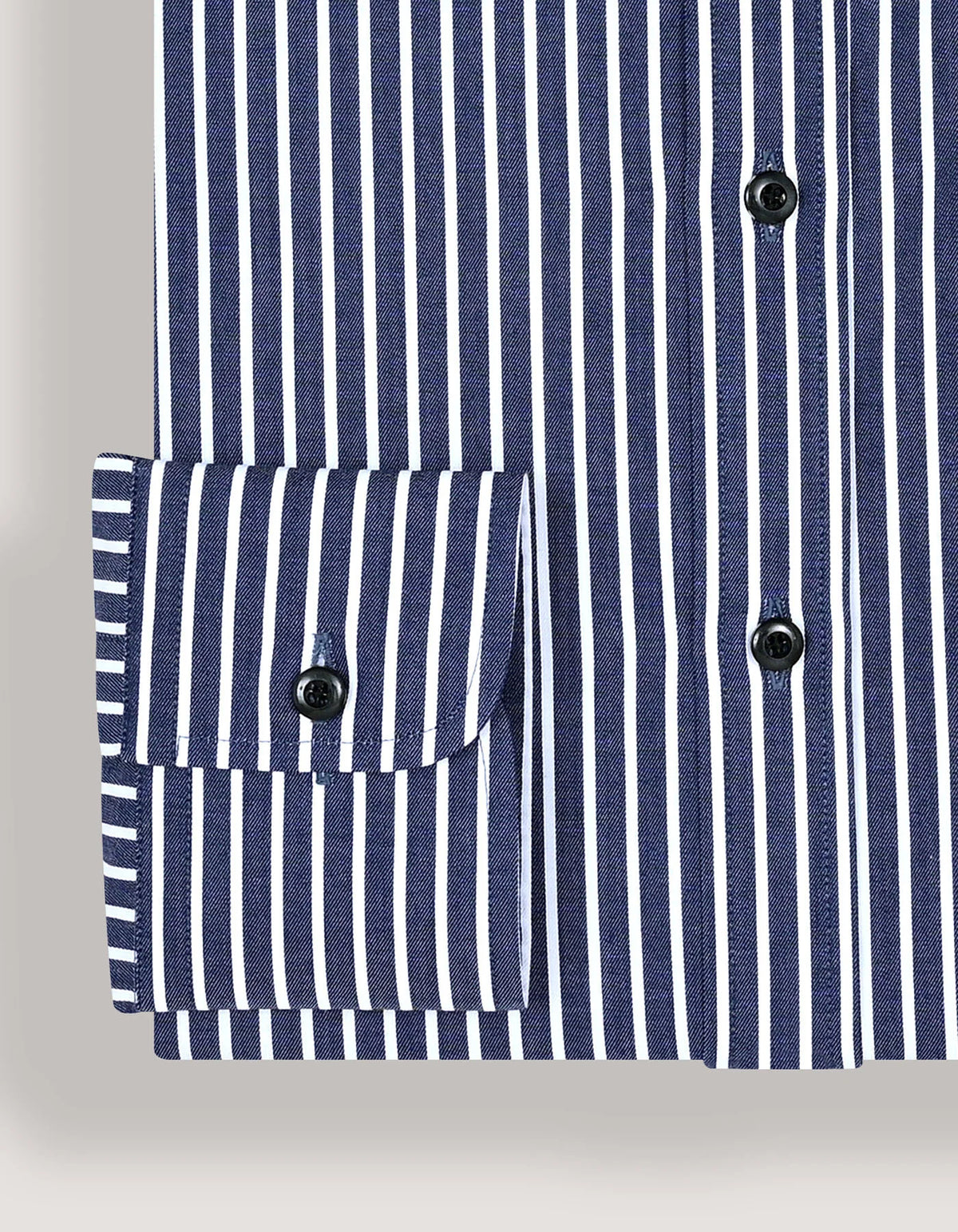 Men's Navy Striped Cotton Dress Shirt