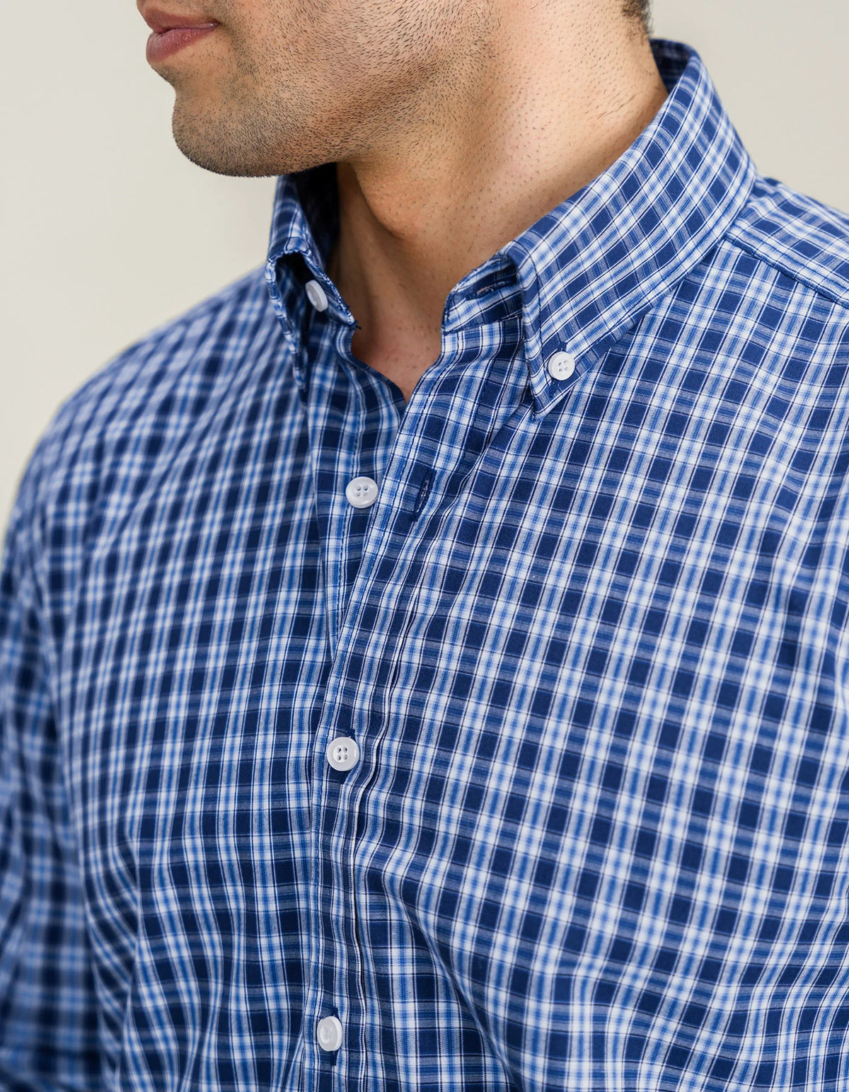 Men's Navy Blue Casual Check Shirt