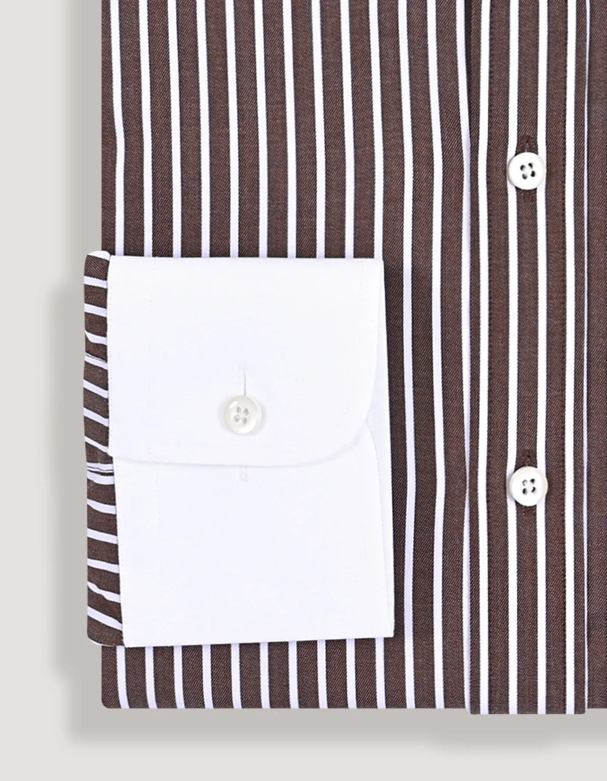 Men's Contrast Collar Striped Brown Formal Shirt