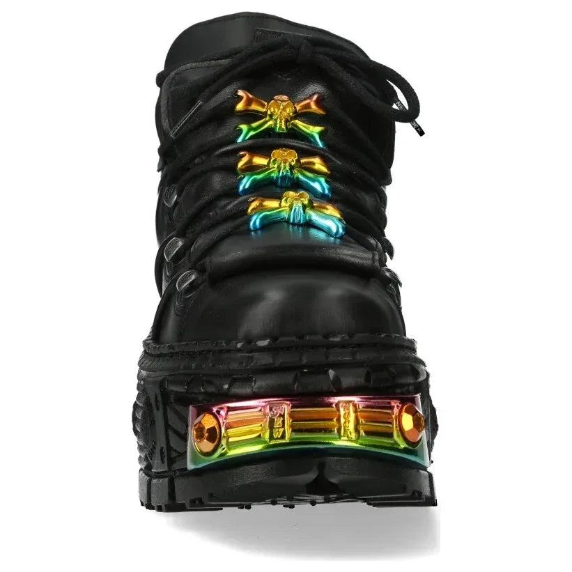 Men's New Rock WALL106-S23 Boots Black Leather Platform Gothic