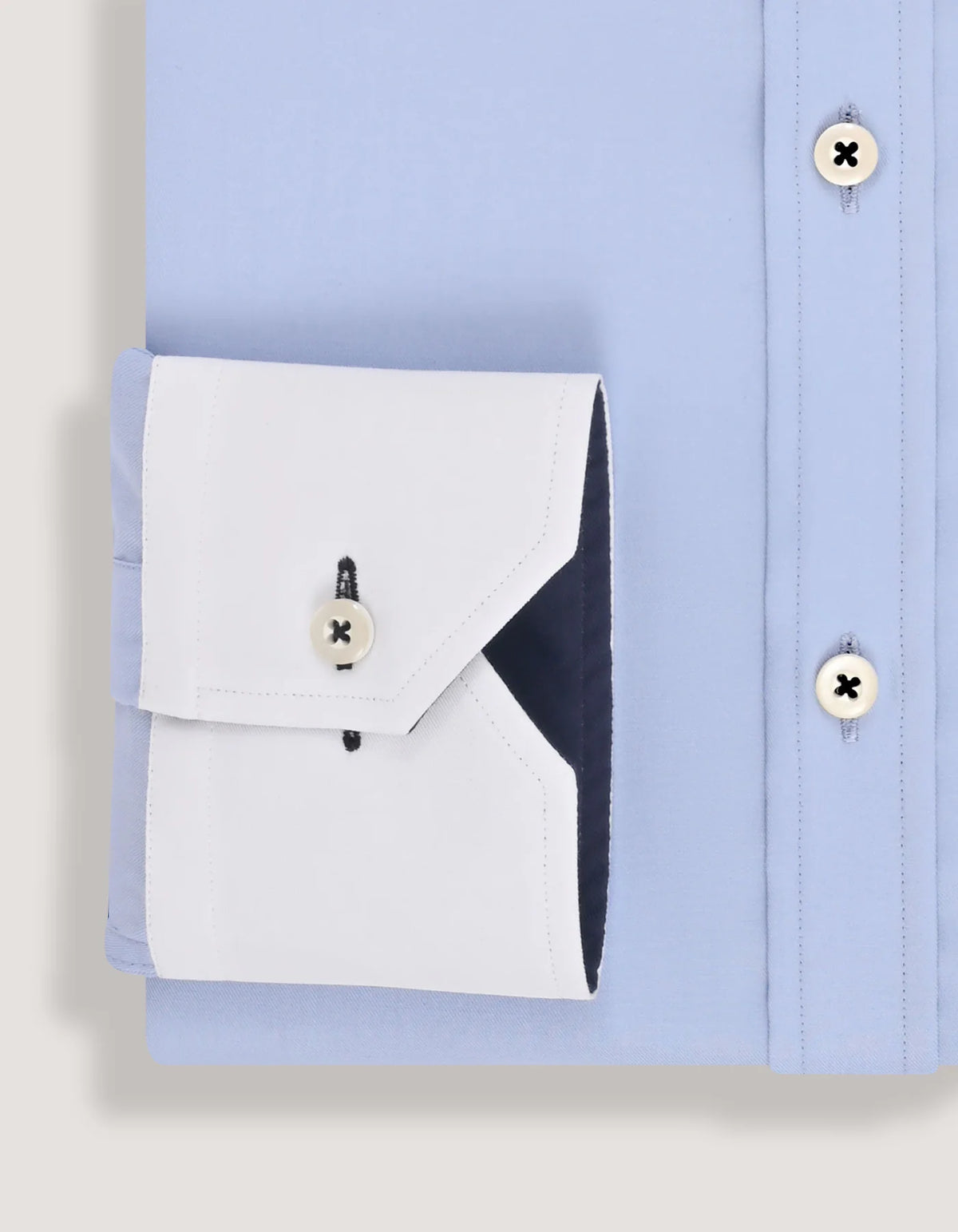 Men's Powder Blue Formal Shirt with White Collar & Cuffs