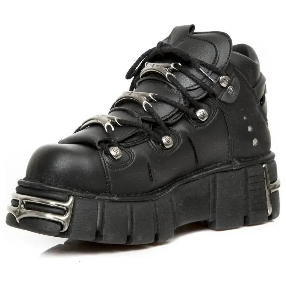 New Rock M-106-VS1 Unisex Black Vegan Leather Gothic Boots
