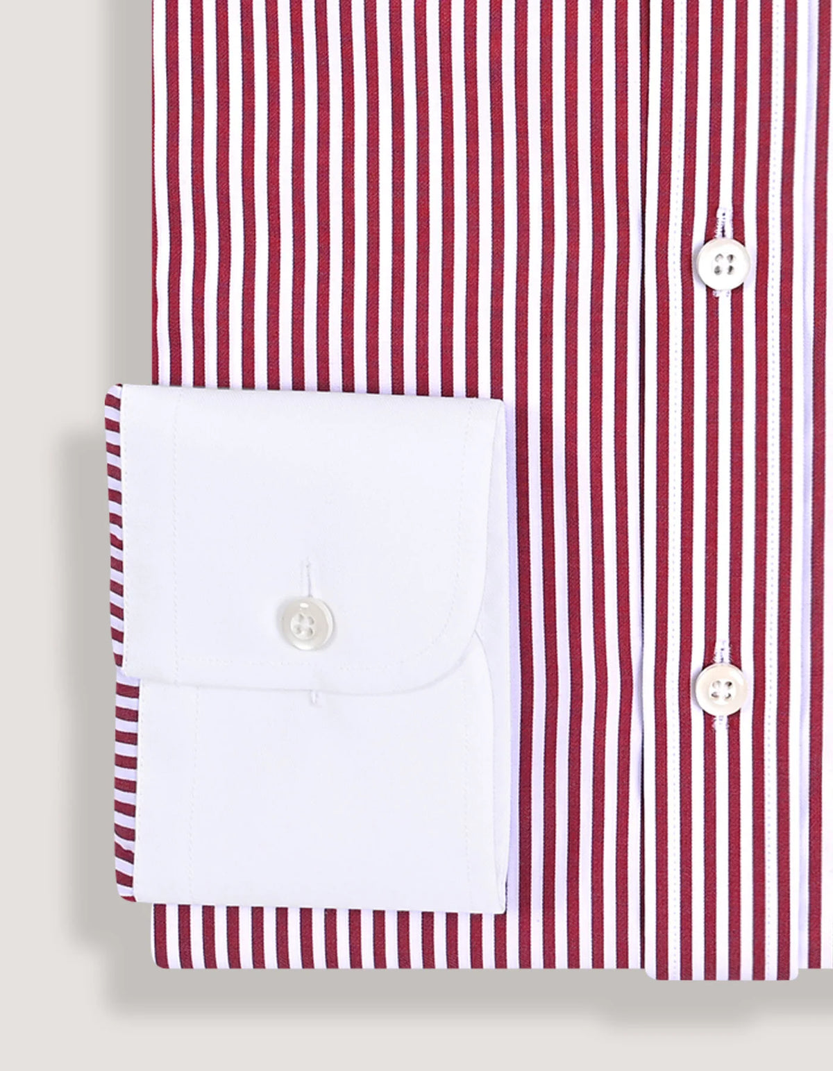 Men's Contrast Collar Striped Maroon Formal Shirt