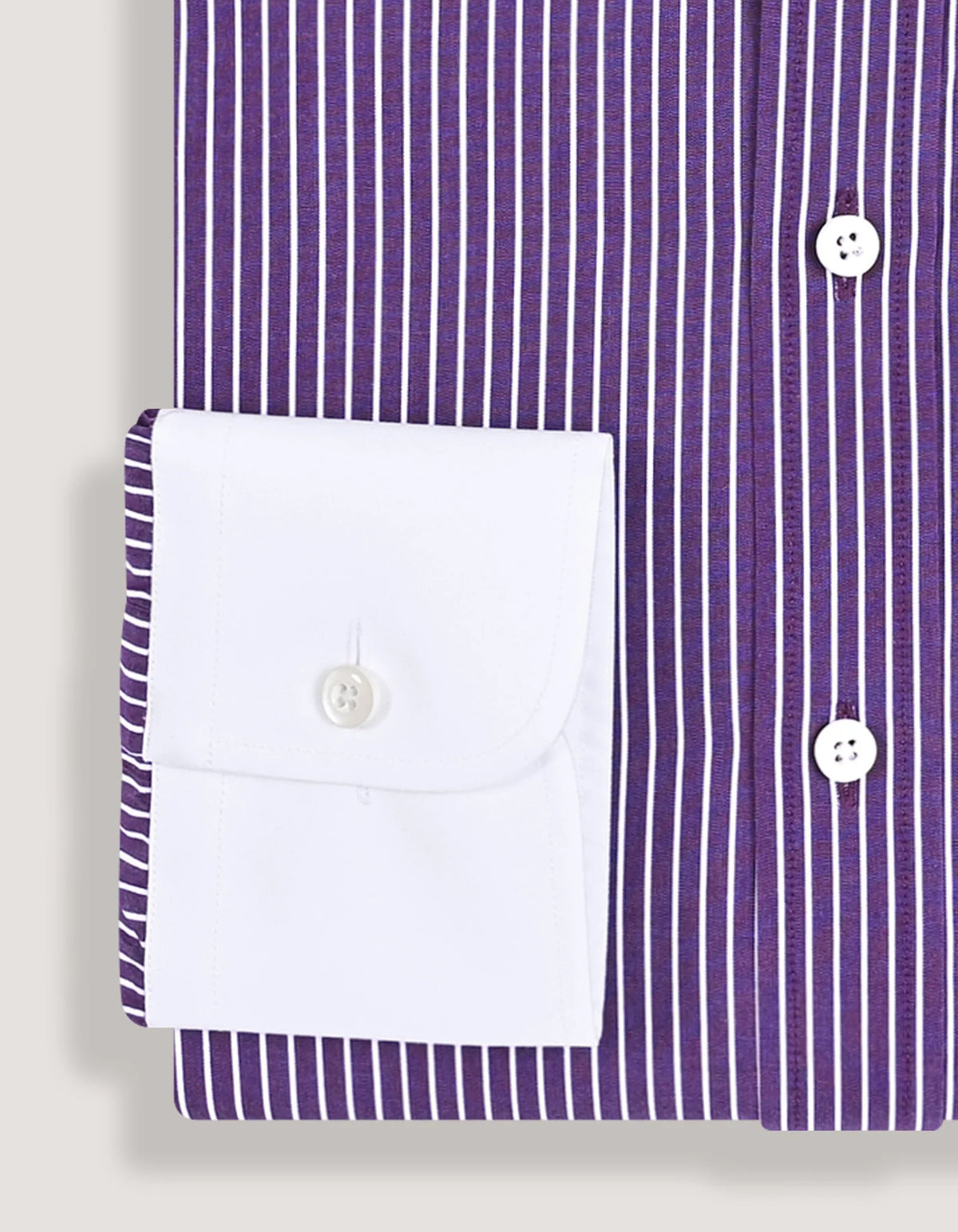 Brian Oak Contrast Collar Striped Dark Purple Formal Shirt for Men