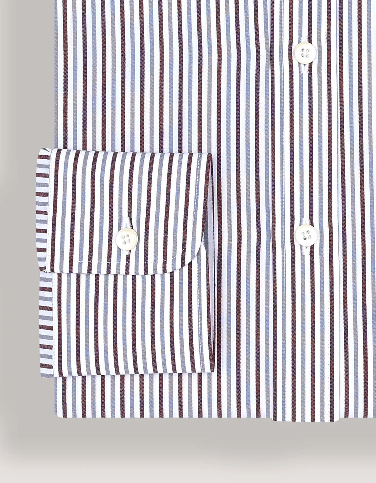 Men's Maroon and Grey Striped Formal Shirt