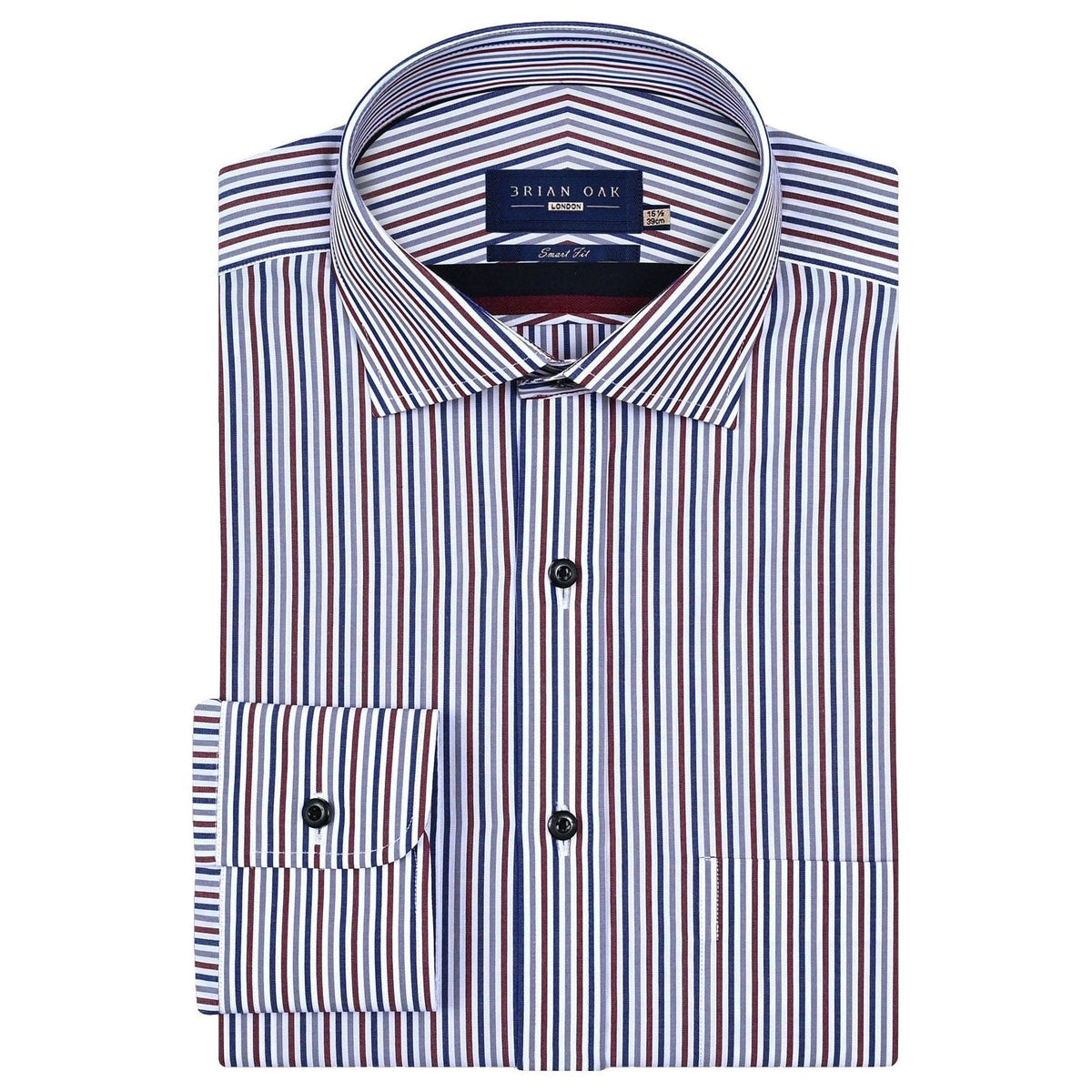 Brian Oak Maroon and White Striped Formal Shirt for Men - Cotton, Smart Casual Style