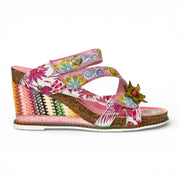 Balade 32 - Women's Rose Pink Floral Leather Wedge Sandals
