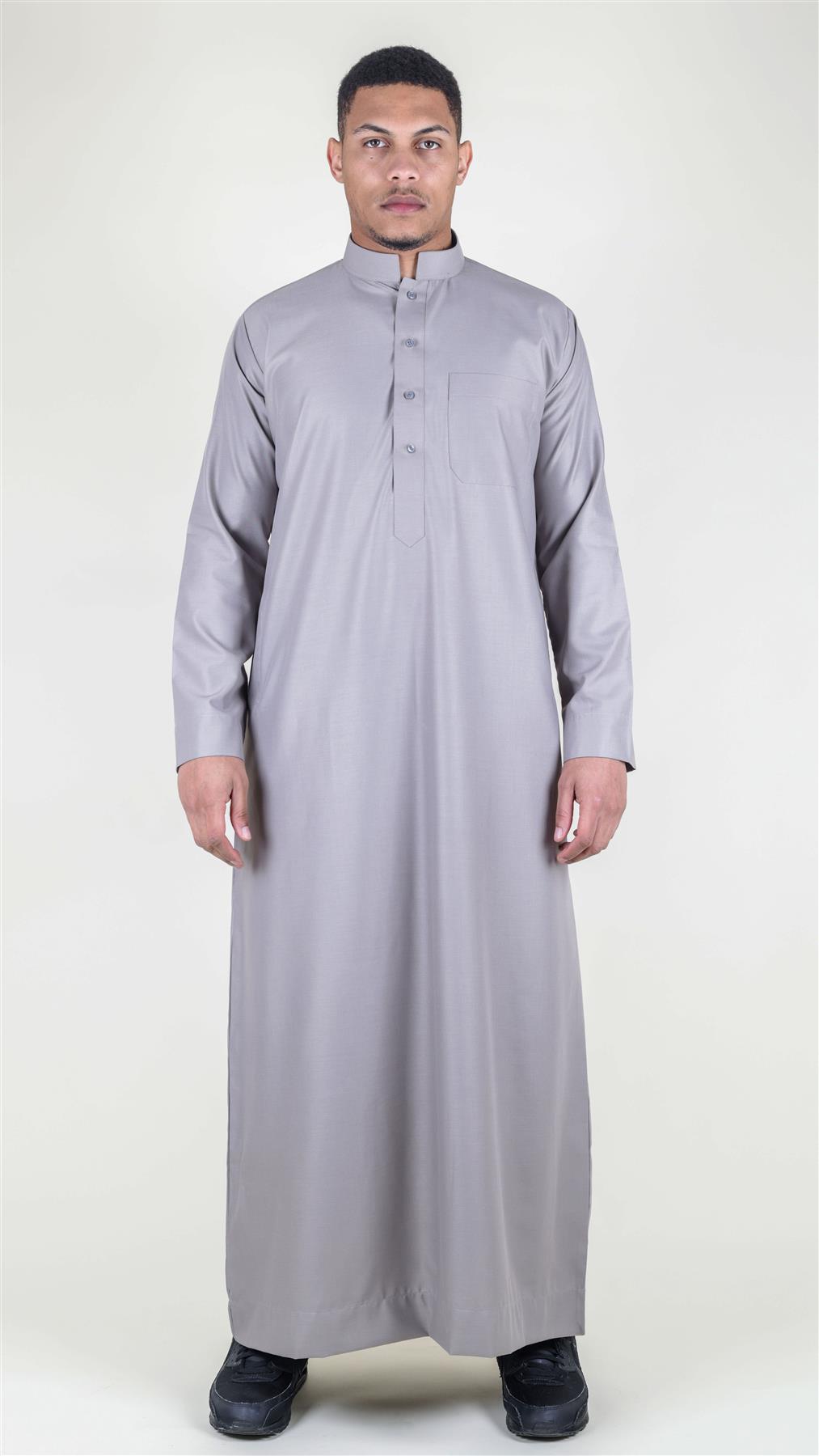 Mens Thobe Jubba Nehru Stand Collar Islamic Clothing Muslim Cotton Kaftan Dress Robe Saudi
