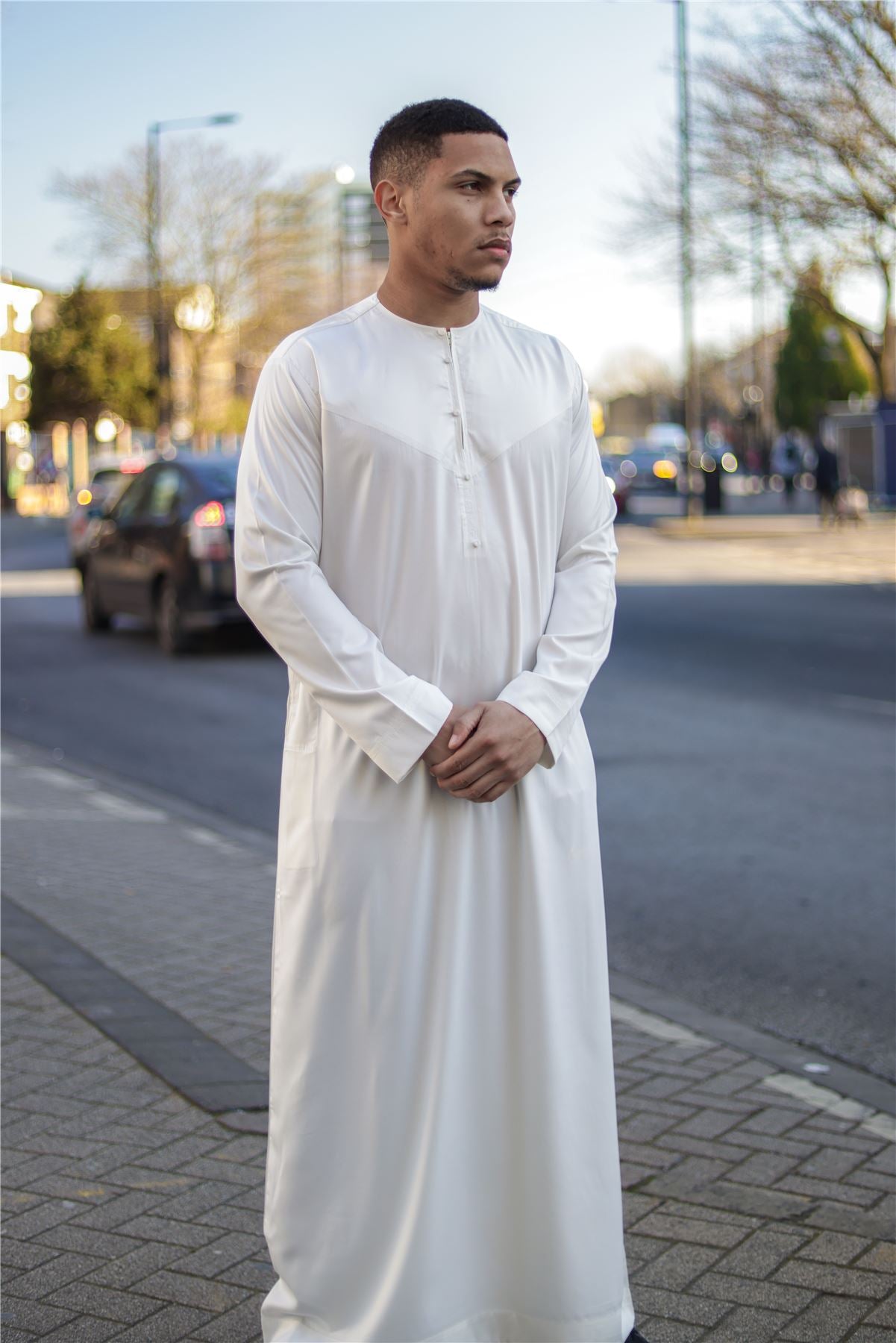 Men's Thobe Jubba Islamic Clothing Muslim Kaftan Emirati Omani Satin Robe