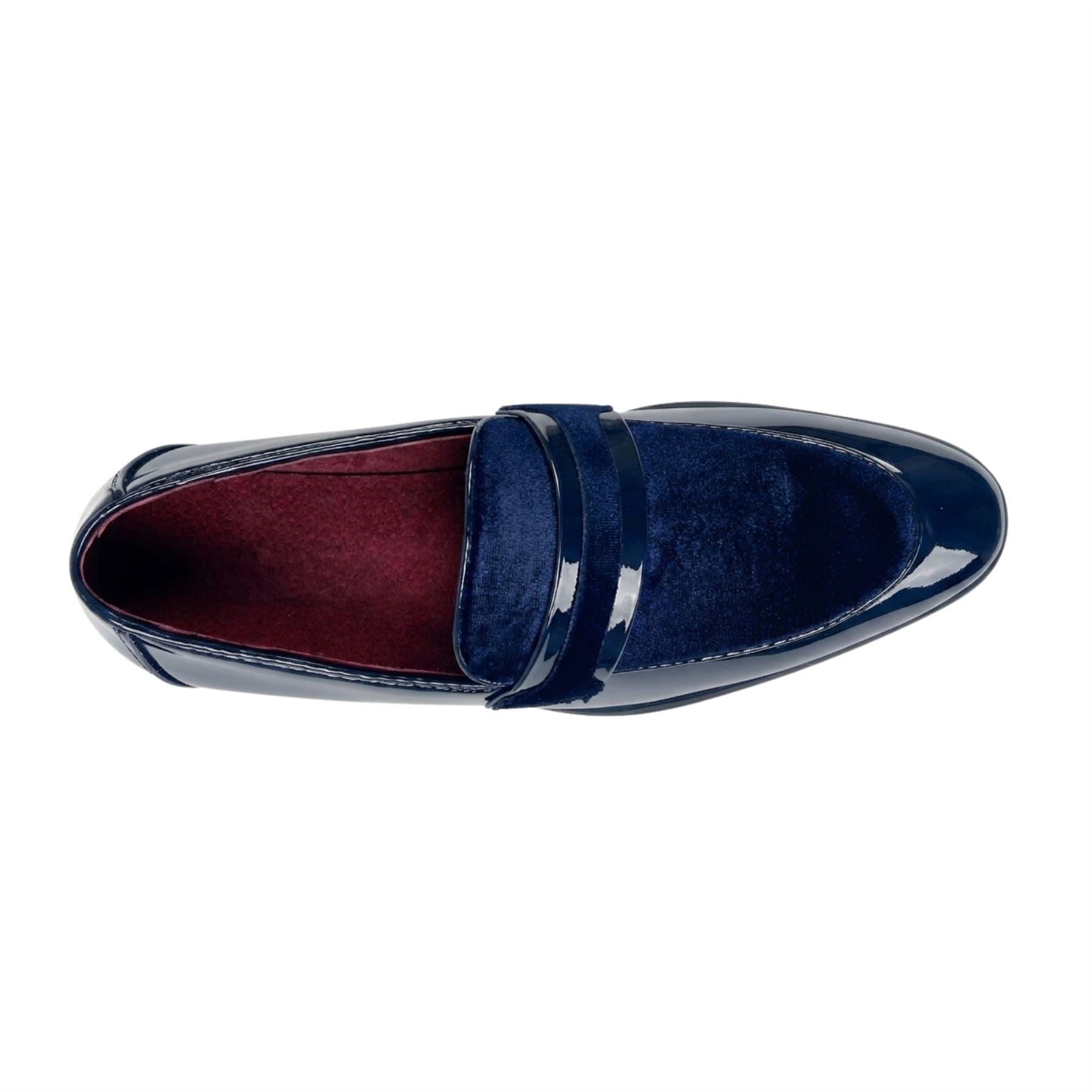 Men's Slip On Vegan Leather Velvet Detailed Patent Loafers