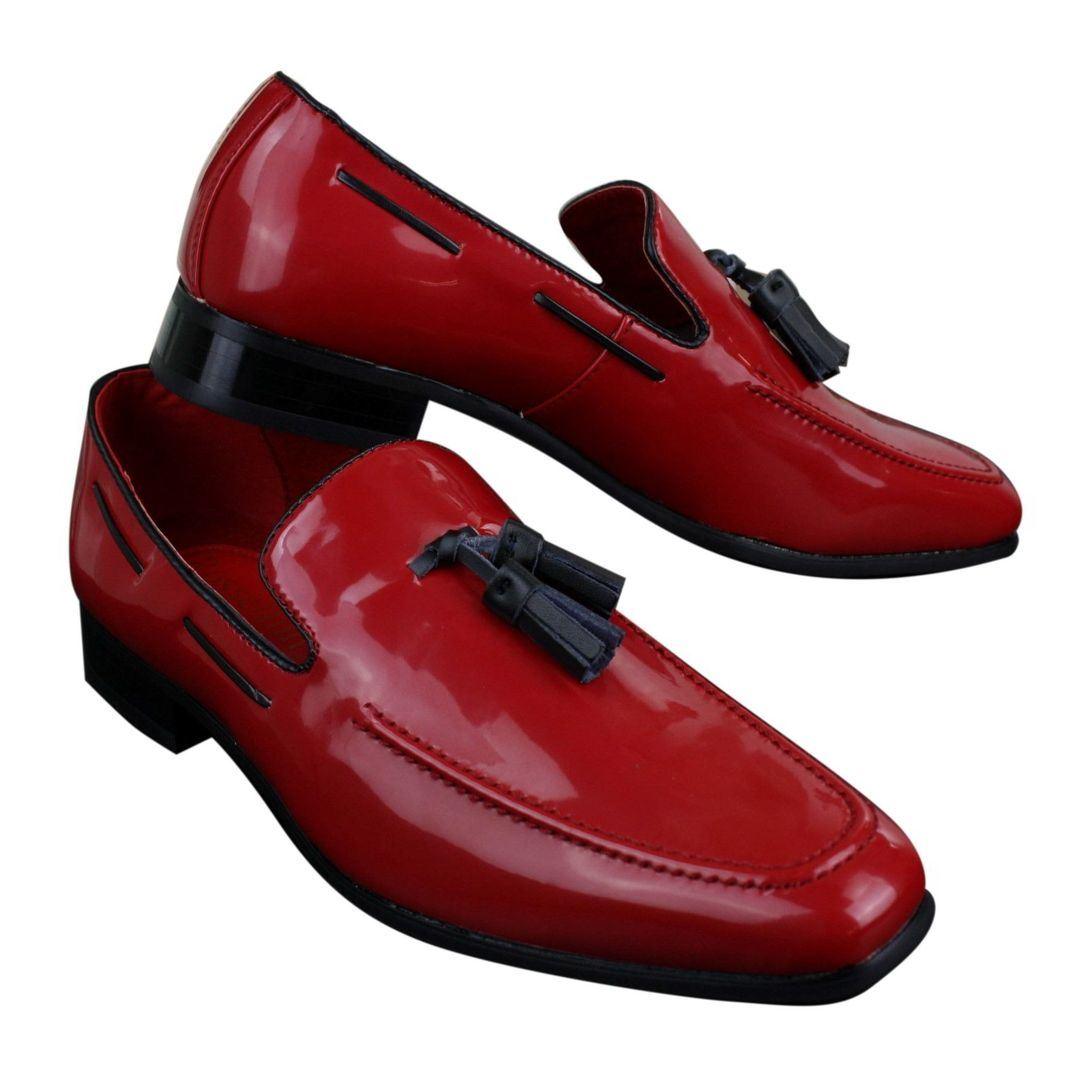 Mens Slip On Patent Shiny Tassle Driving Loafers Shoes Leather Smart Casual - Knighthood Store